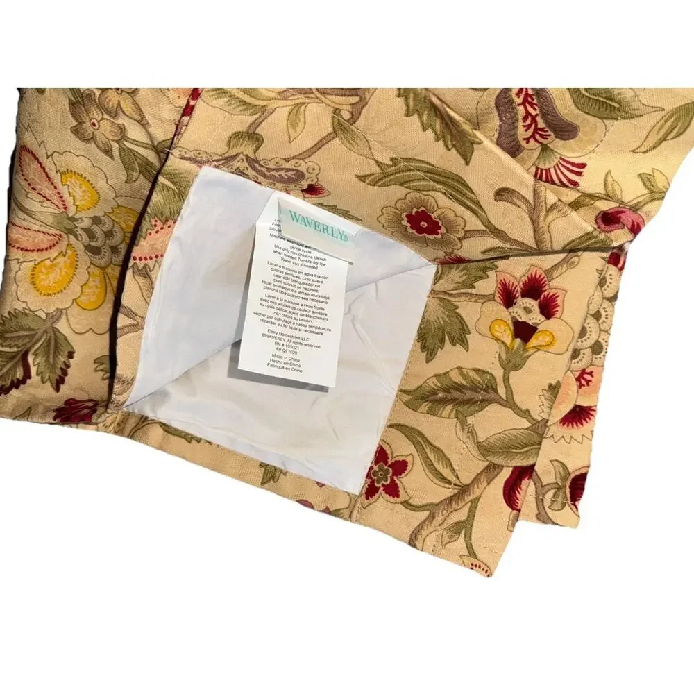 Set of 4 New Waverly Imperial Dress Curtains Short Cafe Valances Tan Floral